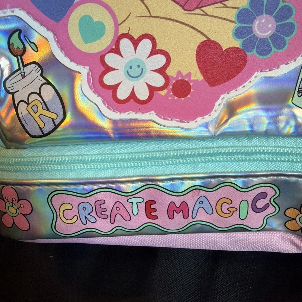 Bioworld Disney Princess Dual Compartment Insulated Lunch Kit Pink Holographic